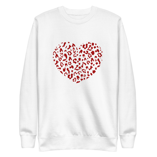 Leopard Heart Sweatshirt · White