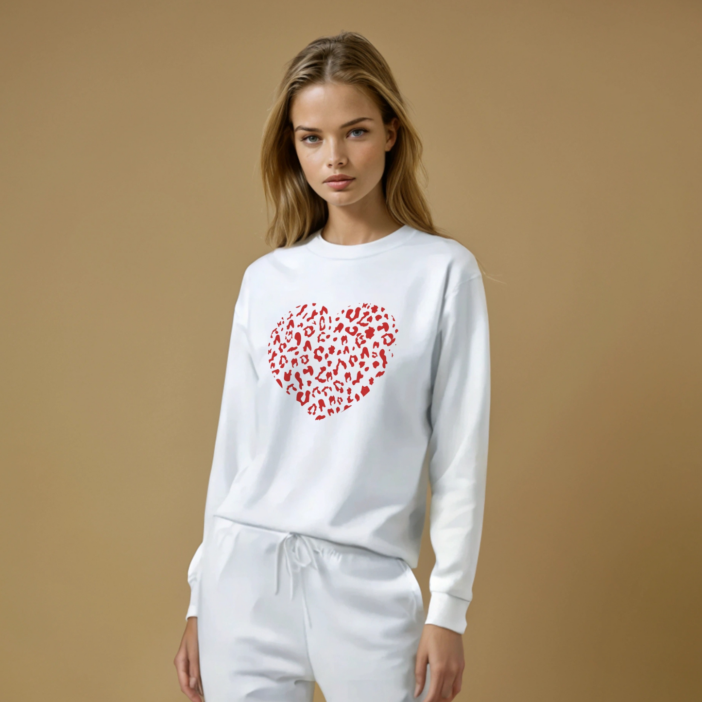Leopard Heart Sweatshirt · White