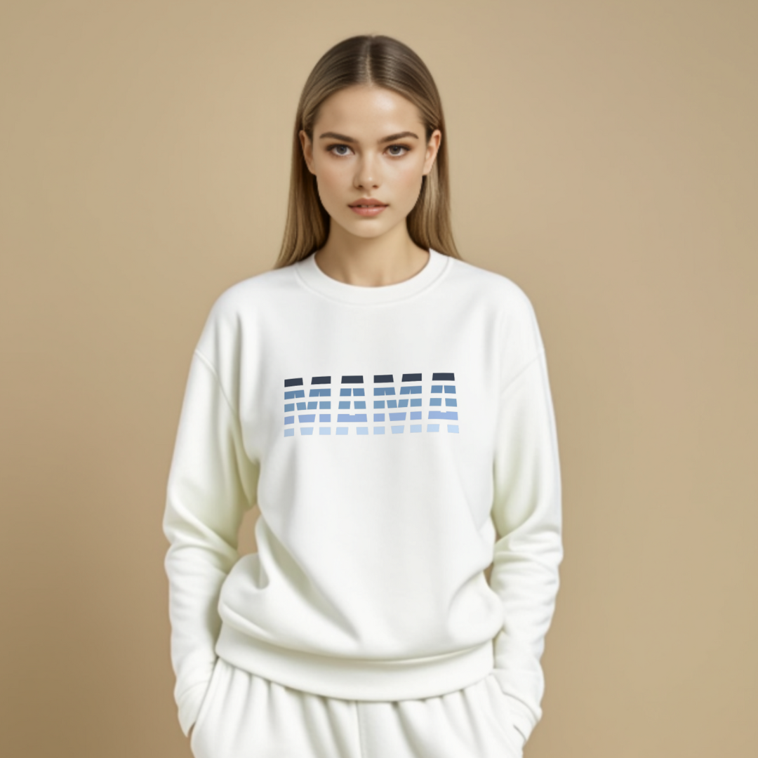 Mama Striped Sweatshirt · White